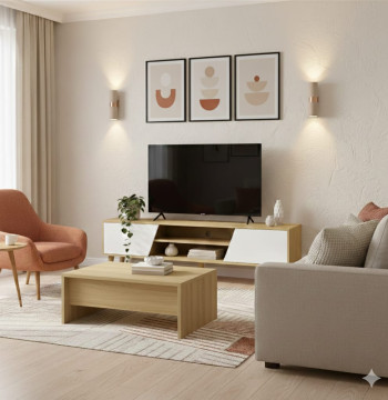 Essenza Mobile TV 150cm Moderno Bianco Legno fino a 65 Pollici