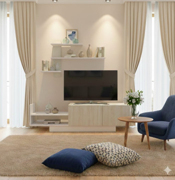 Essenza Mueble TV Moderno Blanco Madera 150cm con Estante Pared