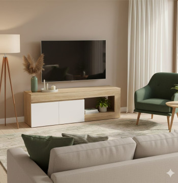 Essenza Mueble TV Moderno Blanco Madera 140cm hasta 60" - 83B-142V00ND
