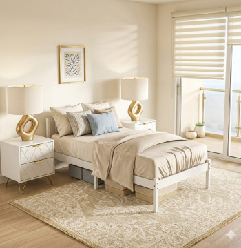 Essenza Cama Individual Madeira Pinho Branca 90x190cm com Arrumação - Modelo 2