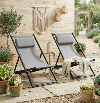Essenza Set 2 Lettini Prendisole Pieghevoli Giardino Alluminio 5 Pos