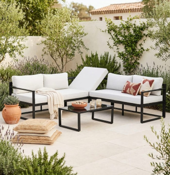 Essenza Set Divani Giardino 3 Pezzi con Tavolino - Alluminio