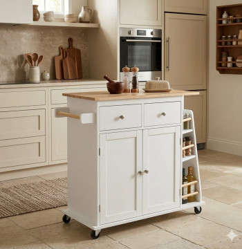 Essenza Carrinho Cozinha 3 Prateleiras 2 Gavetas Rodas 89x45x89cm