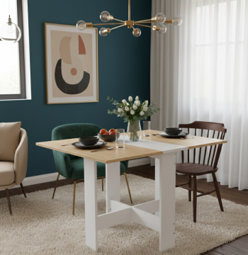 Table à Manger Pliante Chêne et Blanc 103x76x73,5 cm