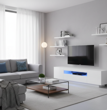 Meuble TV avec Lumières LED 160x35x40 cm Blanc