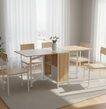 Mesa Dobrável de Arrumação 4 Prateleiras 169x62x75 cm Carvalho e Branco