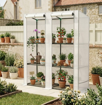 Essenza Invernadero Vertical 3 Niveles 144x48x152cm Acero Blanco