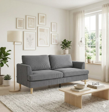 <p><strong>Sofá de 3 lugares Essenza</strong> que combina <strong>conforto máximo e elegância</strong> com o seu revestimento de veludo texturizado em cinzento escuro.</p><ul><li><strong>Almofadas de alta densidade:</strong> 15 cm de espuma com molas ensacadas para um assento suave e firme</li><li><strong>Estrutura resistente:</strong> Madeira de eucalipto com 6 pés que suportam até 330 kg</li><li><strong>Revestimento premium:</strong> Veludo 100% poliéster resistente e agradável ao toque</li><li><strong>Montagem rápida:</strong> Aproximadamente 30 minutos com instruções claras</li><li><strong>Fácil limpeza:</strong> Capas removíveis com fechos de correr</li></ul><p><strong>Medidas:</strong> 188x80x86 cm | <strong>Assento:</strong> 160x55x45,5 cm | <strong>Capacidade:</strong> 330 kg</p>