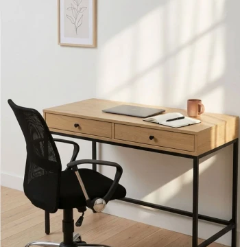 Bureau Studium Style Industriel avec Tiroirs – 110×48 cm