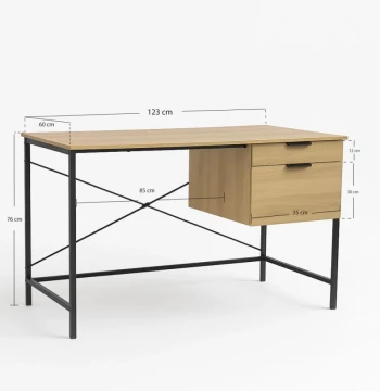 Secrétaire Kim – Bureau de Travail Industriel avec Tiroirs