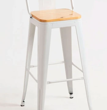 Lot de 4 Tabourets Torix Dossier Bois Naturel Style Industriel