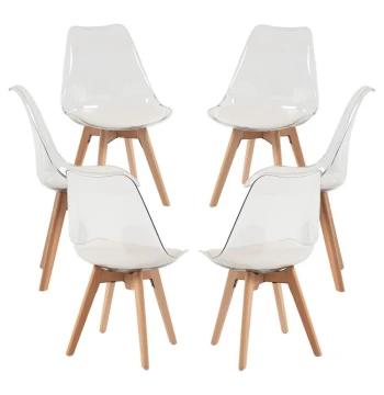 Pack 6 Cadeiras Synk Transparentes – Design Leve e Estrutura Sólida