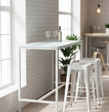 Mesa Biro Alto Retangular 120cm – Madeira e Aço