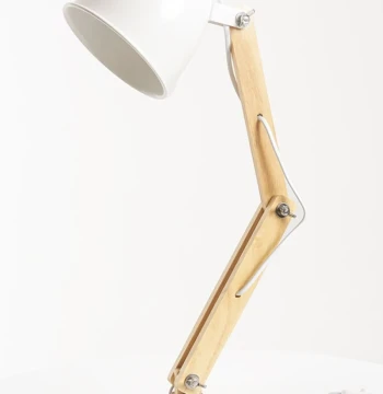 Flexo Metal y Madera Blanco – Lámpara de Escritorio