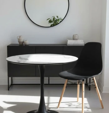 Table Kolio 90 cm Marbre – Design Industriel Épuré