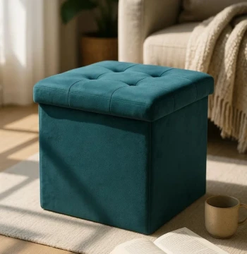 Pouf Contenitore Button 38 cm Velluto | My Essenza