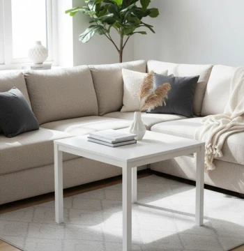 Mesa de Centro Tian 50x50cm Blanca – Diseño Minimalista
