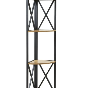 Scaffale Angolare Banis 4 Ripiani – Acciaio e Legno
