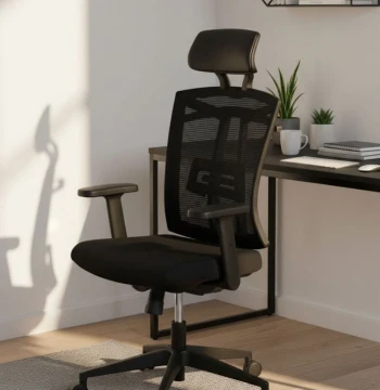 Chaise Enus Noire – Design Nordique pour Bureau