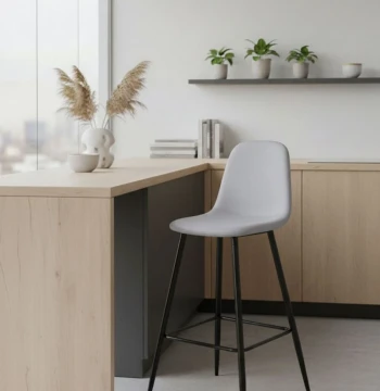 Banco Black Teok em Polipele - Altura 100cm, Design Nórdico