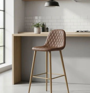 Banco Teok Polipele Castanho - Banco Alto Nórdico 100cm