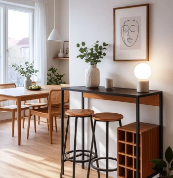 Set Bar de Mesa Alta + 2 Bancos Loku | Design Moderno