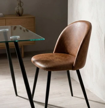 Cadeira Black Vint Couro Sintético Vintage - Design Nórdico