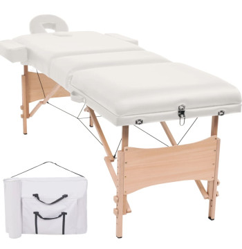 Mesa masajes plegable 3 zonas 10 cm espesor blanco