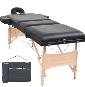 Mesa masaje plegable de 3 zonas 10 cm espesor negro