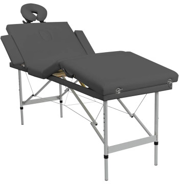 Mesa de masajes con 4 zonas estructura aluminio 186x68 cm antracita