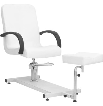 Silla de masajes con reposapié 127x60x98 cm cuero artificial blanco