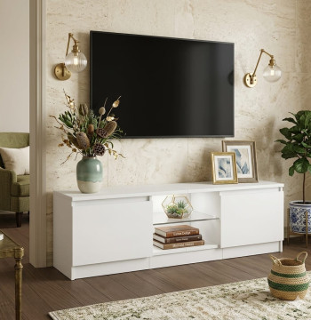 Móvel de TV com iluminação RGB LED 120x30x36 cm branco