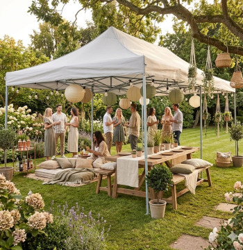 Tenda dobrável para festas 3x6 m em aço branco com cobertura Oxford