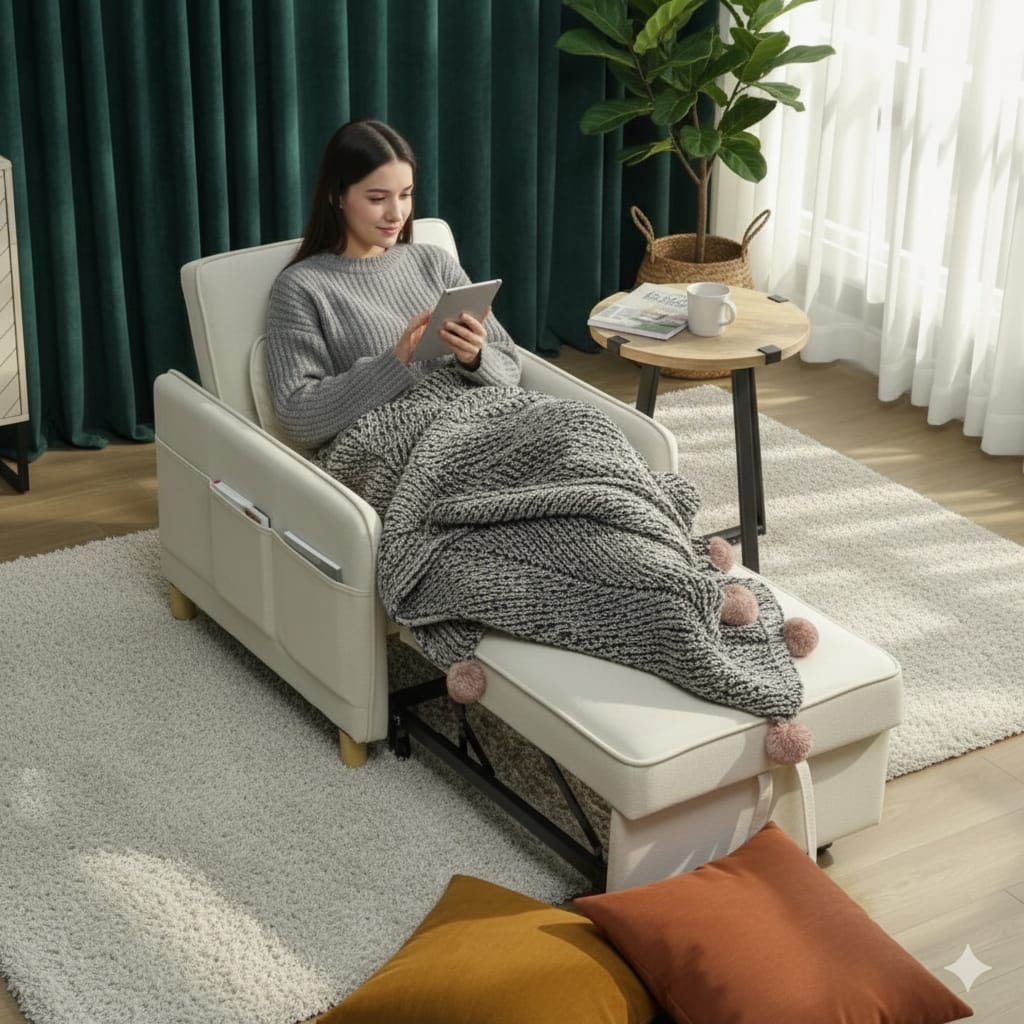 Essenza Poltrona Cama 3em1 Bege 180cm Click-Clack Dobrável