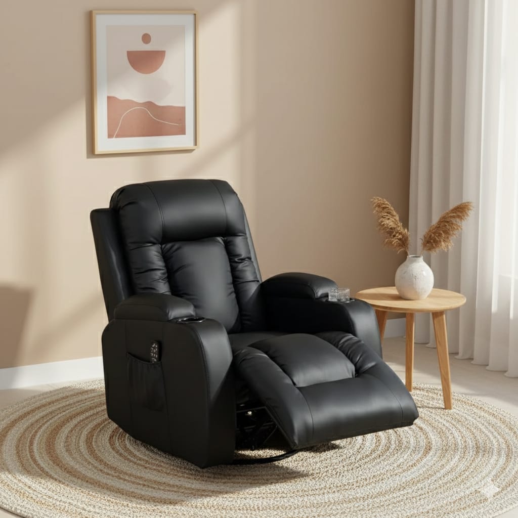 Essenza Poltrona Reclinável Massagem 8 Pontos Aquecimento 360° Preto