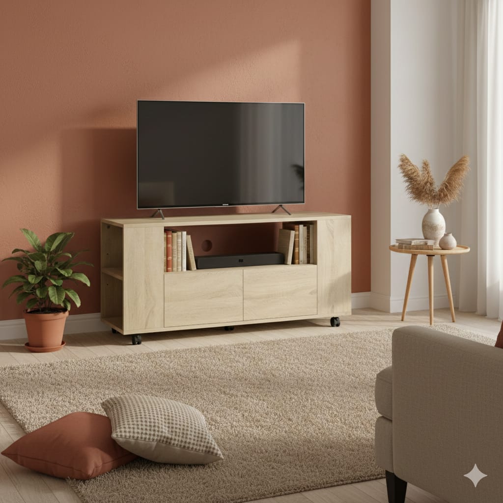 Móvel TV Essenza com Rodas Madeira 102x34.5x48.5 cm Gav