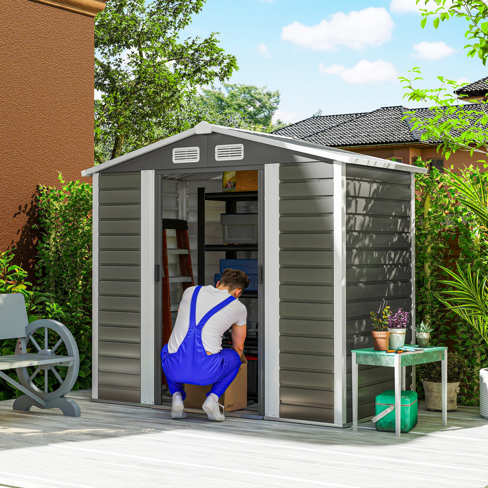 Abrigo de Jardim Exterior 2,36m² 213x120x194 cm Abrigo 