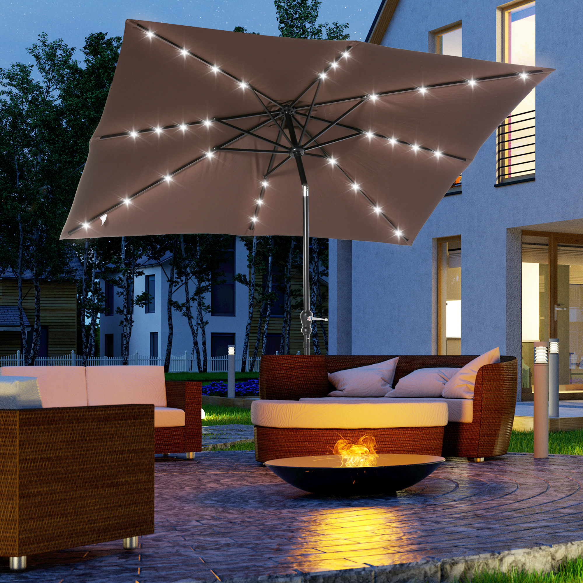 Chapéu de Sol com Luzes LED 268x205x248 cm Chapéu de So