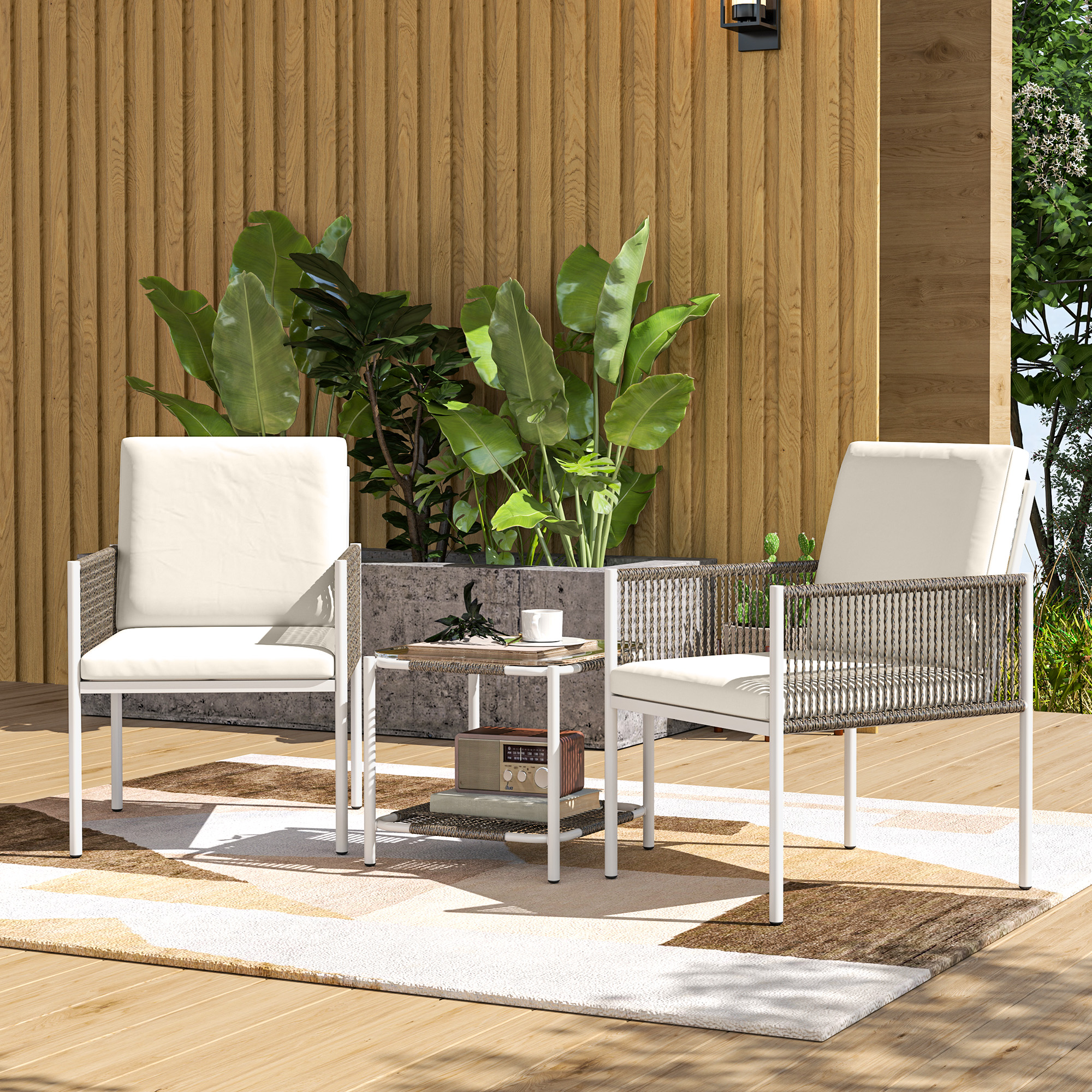 Conjunto de Jardim de 3 Peças Conjunto de 2 Cadeiras e 