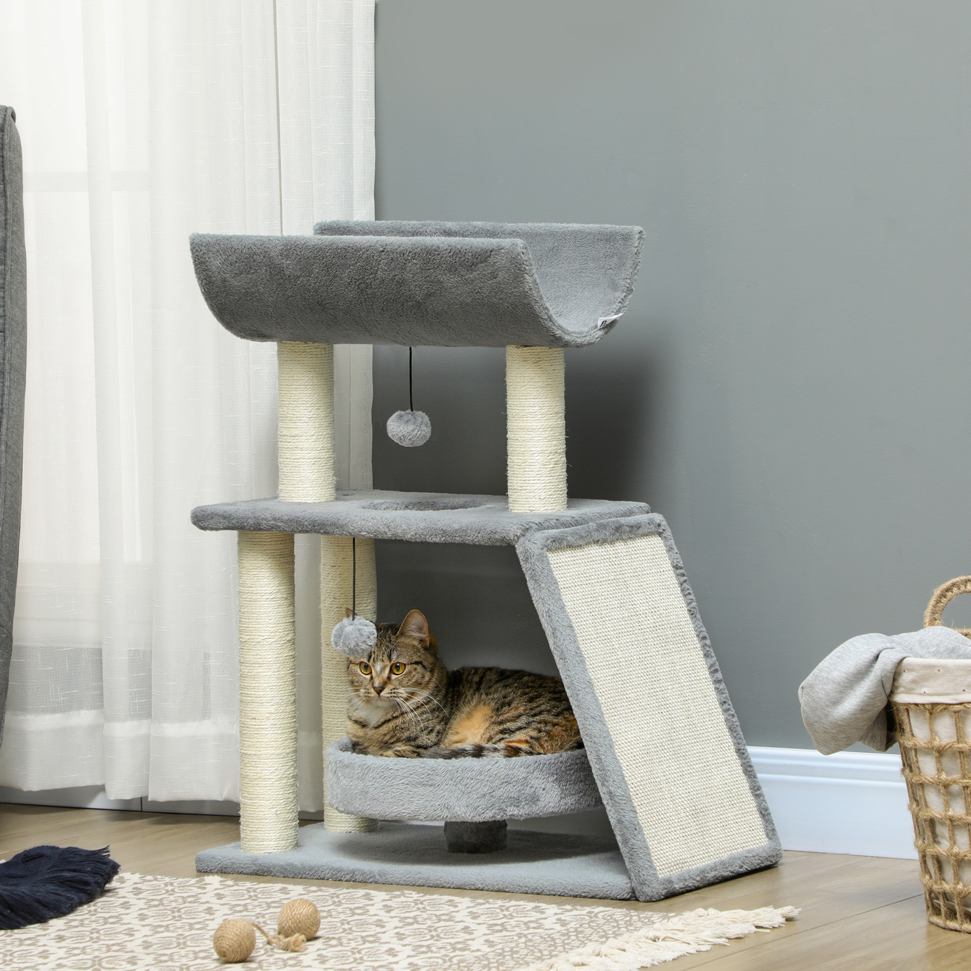 Arranhador para Gatos Altura 76 cm com 4 Postes