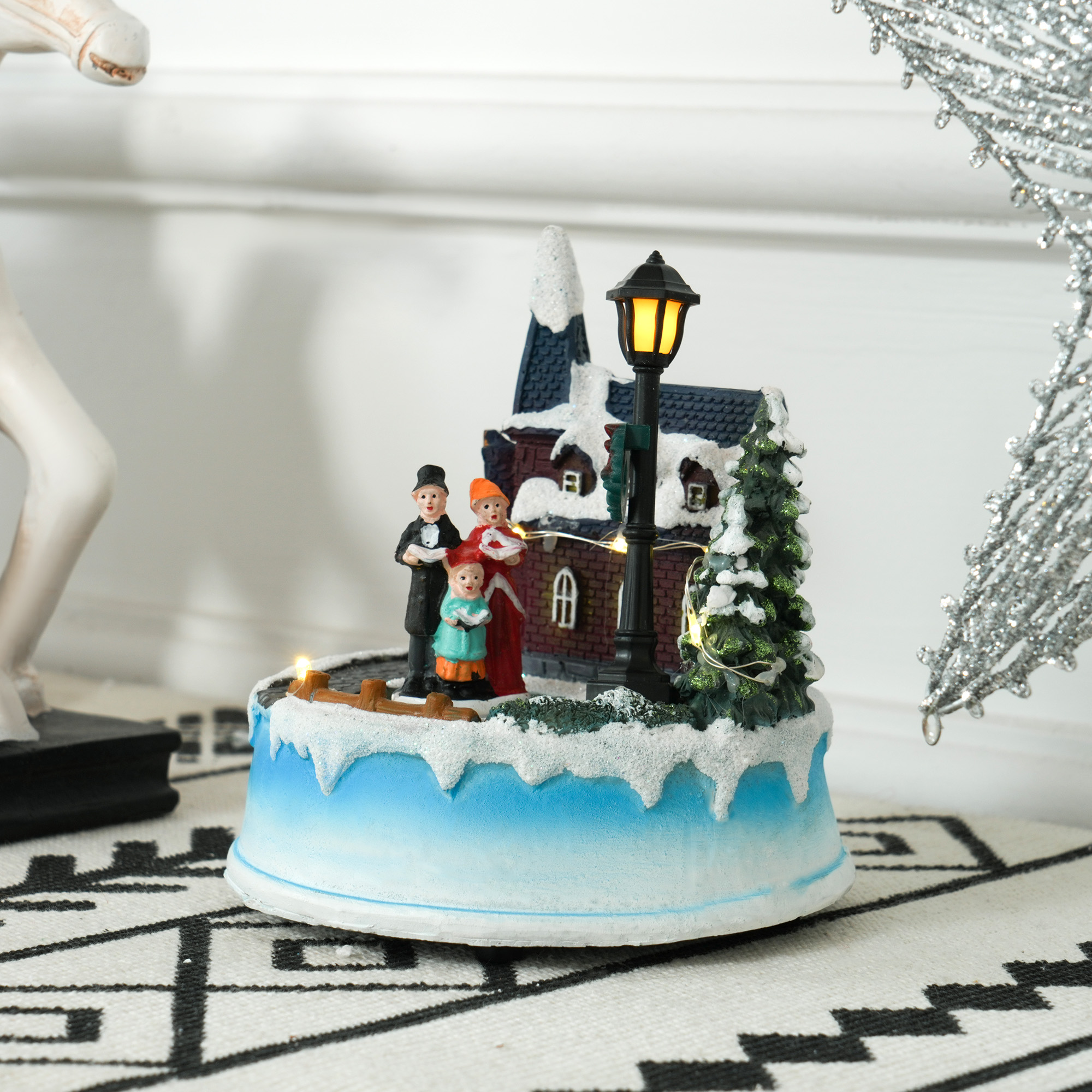 Aldeia de Natal com Luzes LED Cena de Natal com Coro Gi