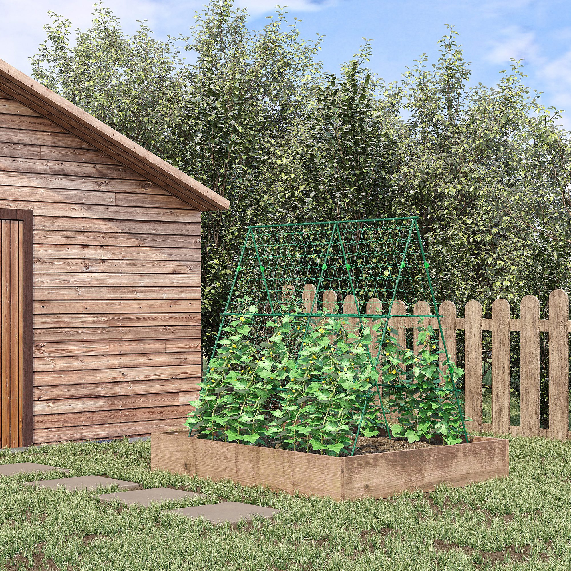 Treliça de Jardim Triangular Suporte para Plantas Trepa