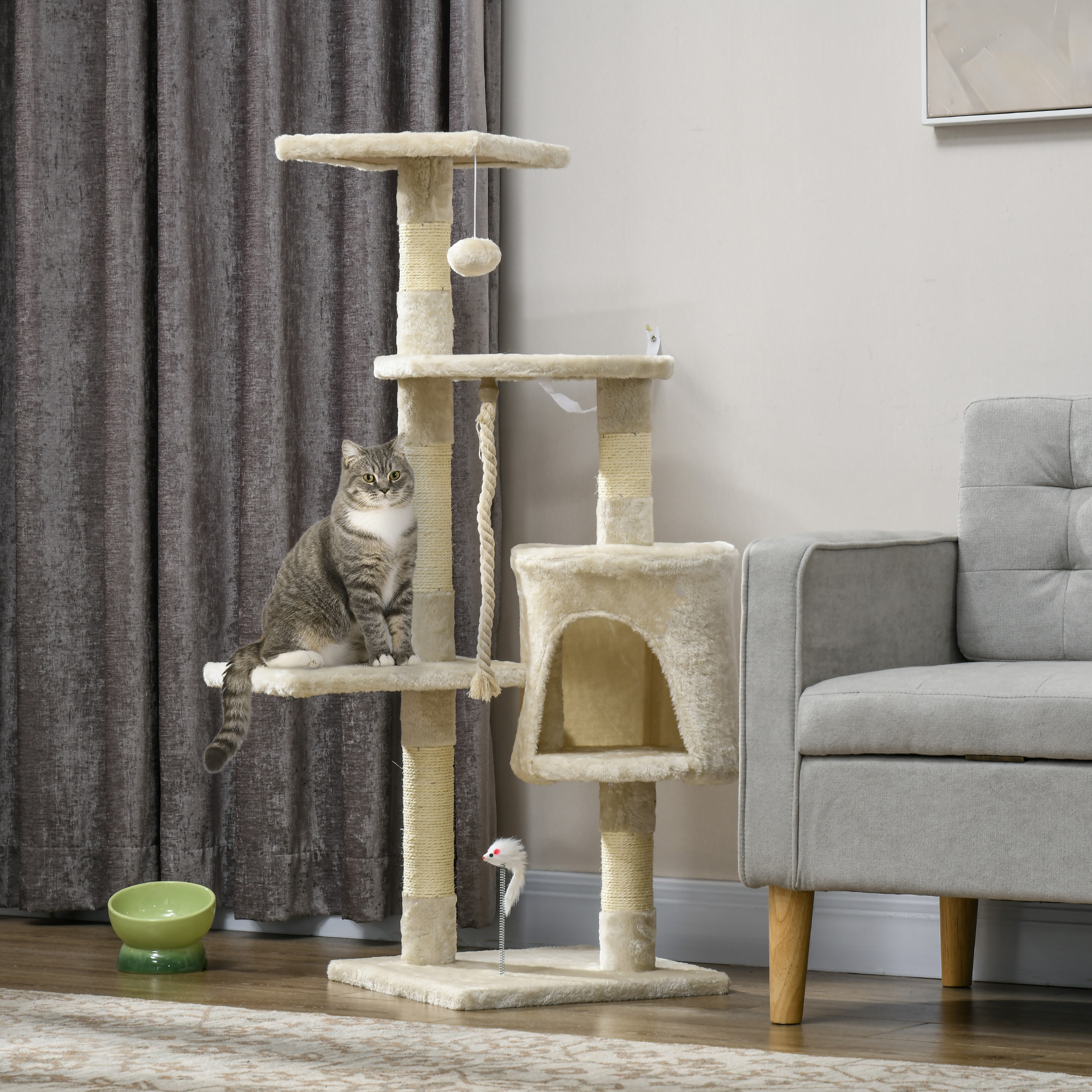 Árvore Arranhador para Gatos 112 cm com 4 Níveis