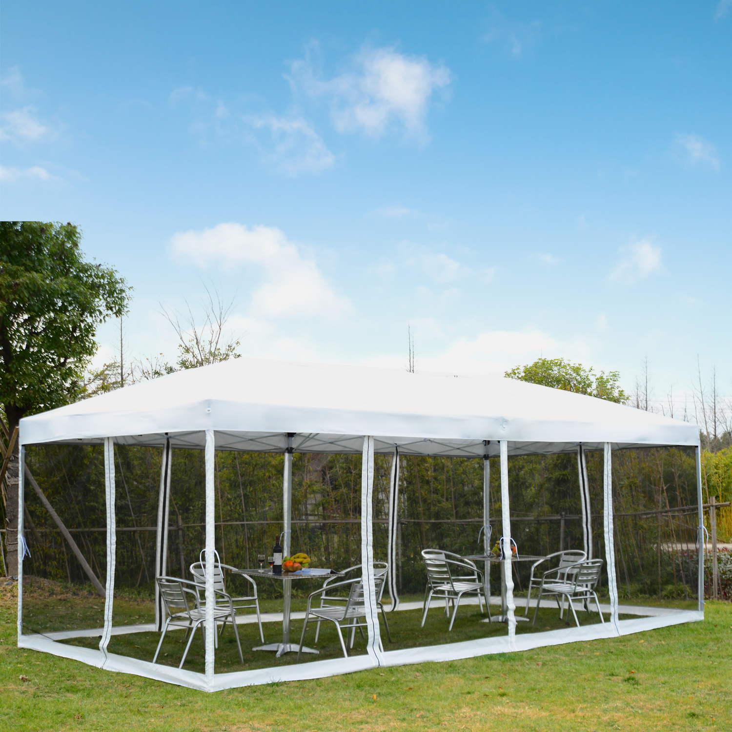 Tenda Dobrável para Jardim com 6 Cortinas Rede Mosquite