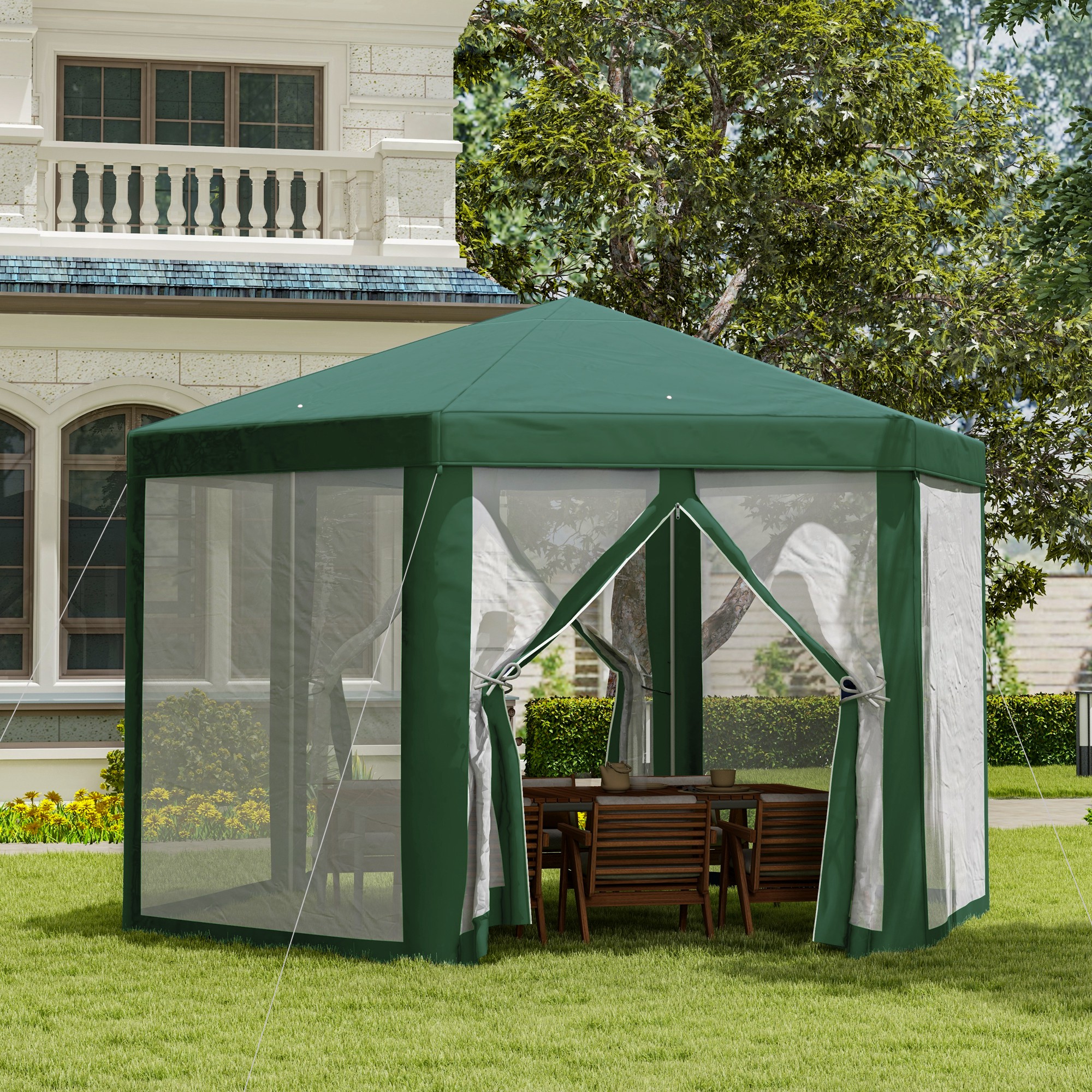 Tenda Hexagonal Tenda de Jardim com Rede Mosquiteira Po