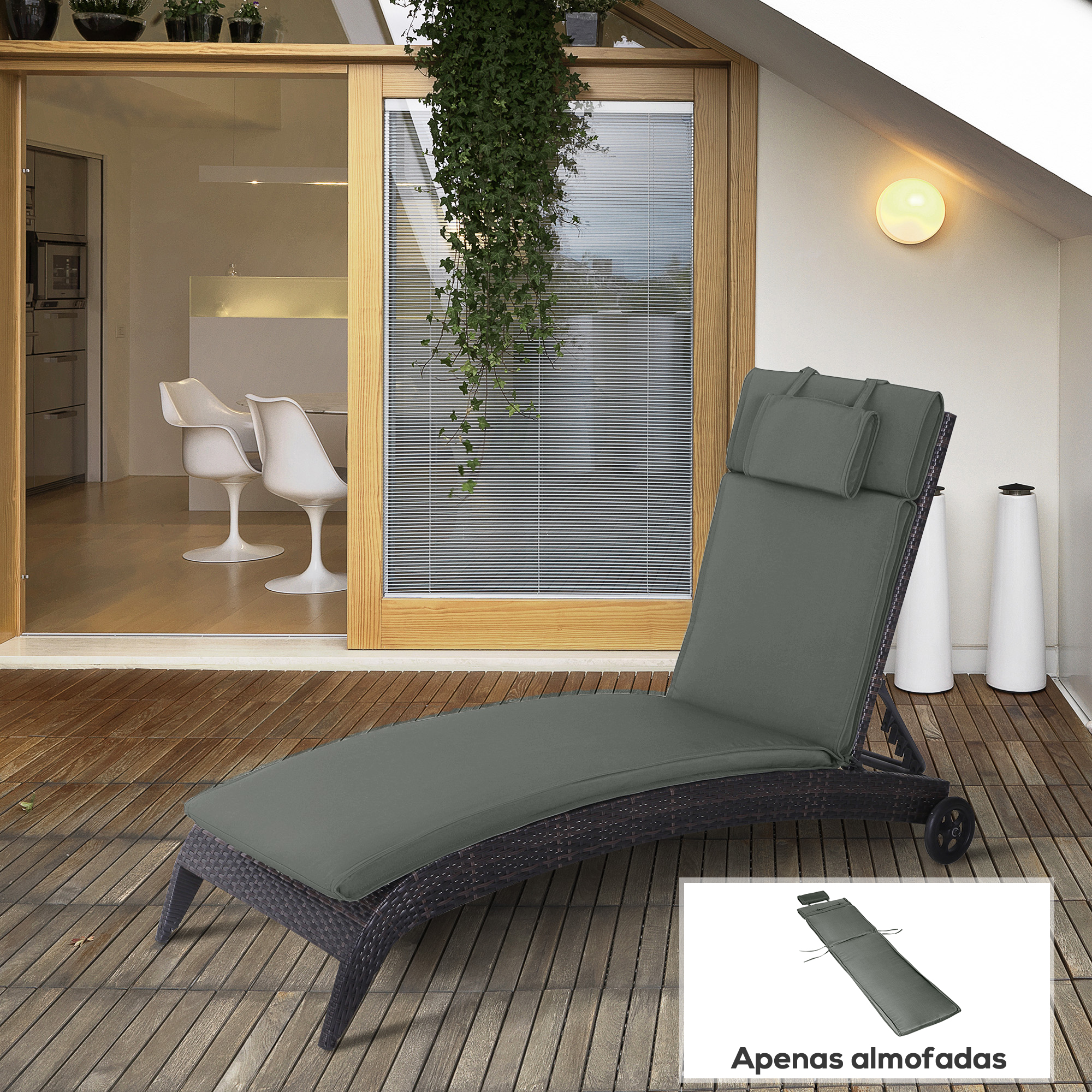 Coussin pour Slamp 198x53x5cm Coussin doux pour Slap Rembourré à l'extérieur Jardin Courtyard Gris