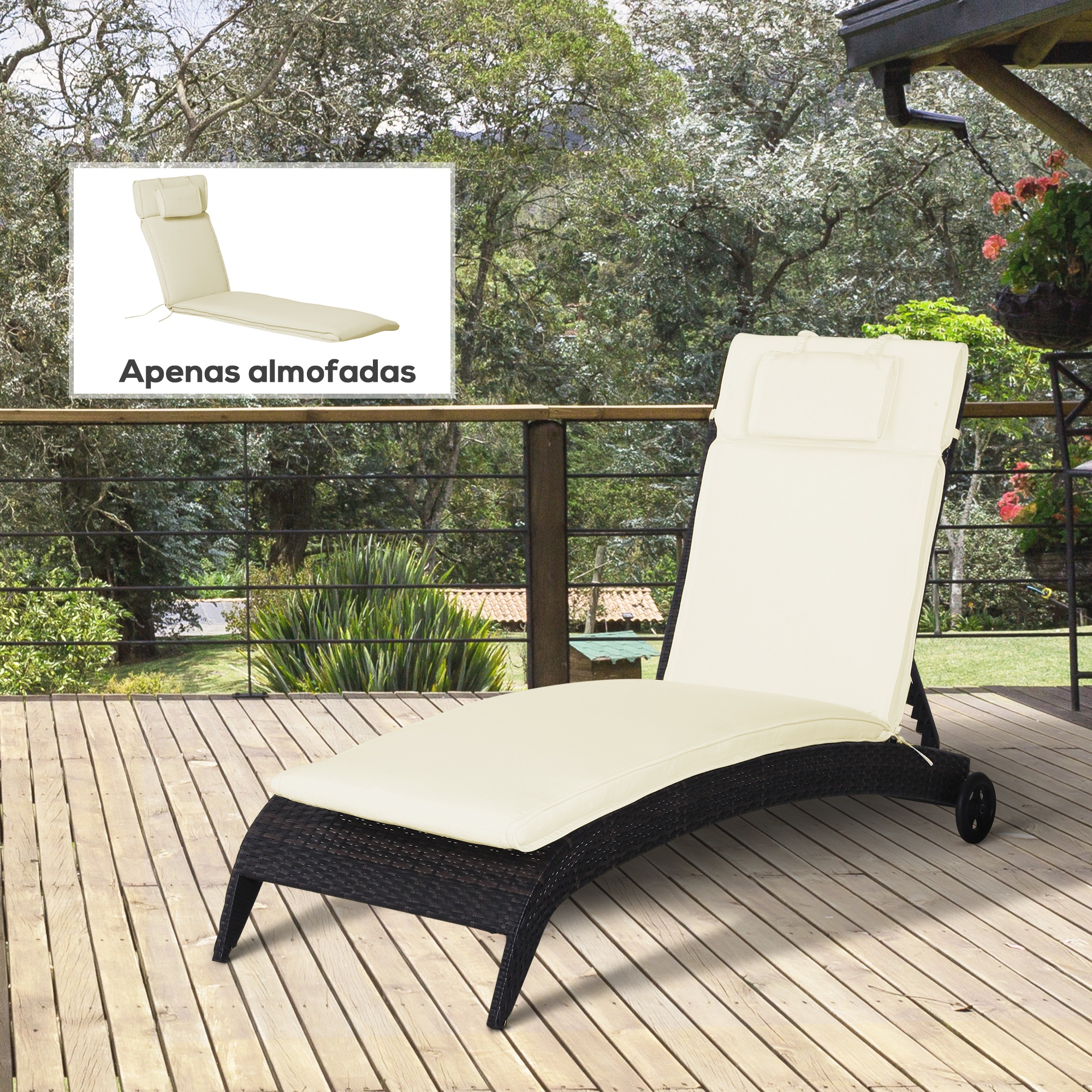 Almofada para Espreguiçadeira 198x53x5cm Almofada Suave
