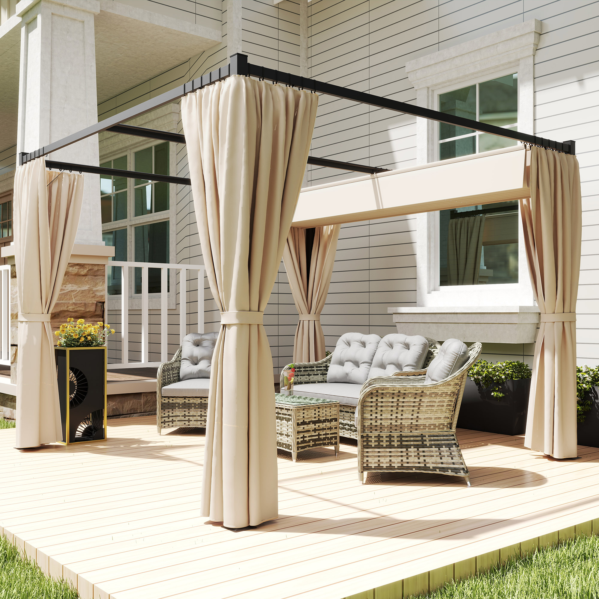 Pérgola de Jardim 3x3 m Pérgola para Exterior com Teto 