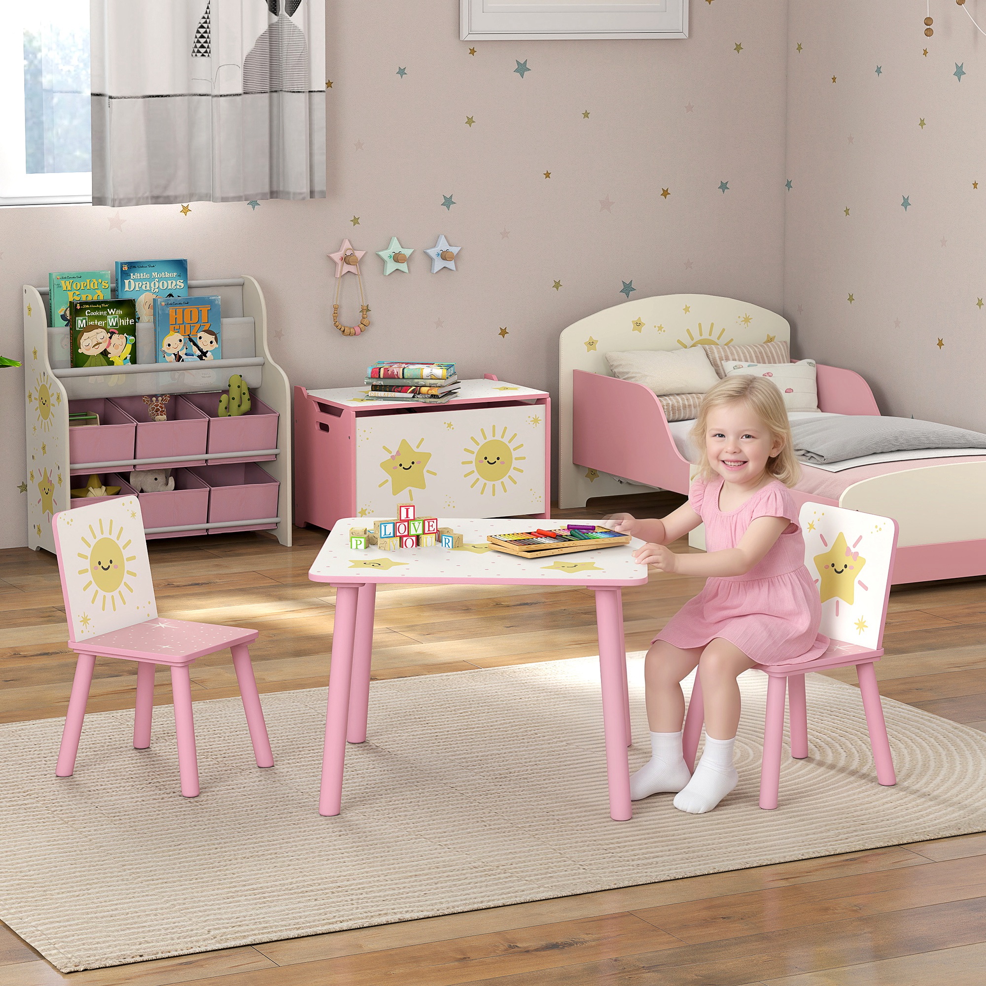 Mesa e Cadeiras para Crianças de 3 Peças Mesa Infantil 