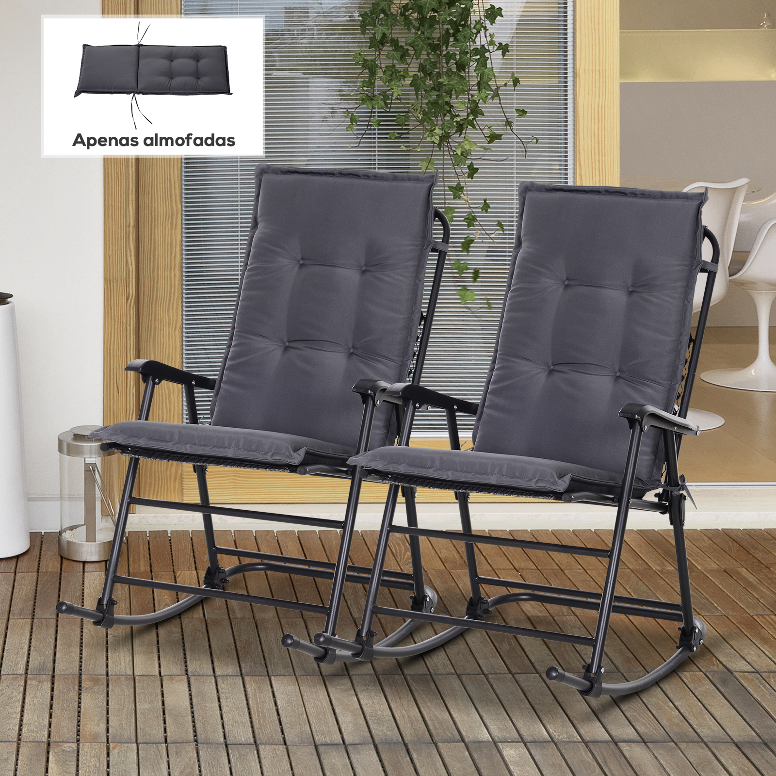 Cuscino singolo per lettino esterno per comodi sedie da giardino con corda di fissaggio 120x50x6cm grigio